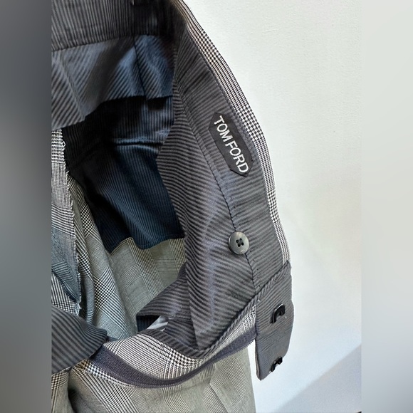 Tom Ford 3 Piece Suit Wool Peak Lapel Glen Plaid Check Jacket Vest Trousers 50R - Picture 8 of 15